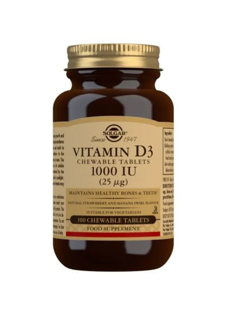 SOLGAR Vitamina D3 (1000 IU) 100 Comprimidos Masticables