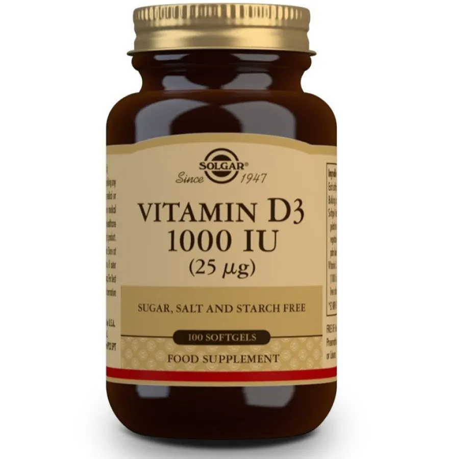 SOLGAR Vitamina D3 1000iu (25µg) 100 Cápsulas Blandas