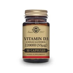 SOLGAR Vitamina D3 2200 UI (55 μg) (Colecalciferol) 50 Cápsulas Vegetales