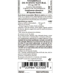 SOLGAR Vitamina E 200 UI (134mg) 50 cápsulas blandas