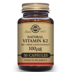 SOLGAR Vitamina K2 100μg con MK-7 Natural (Extracto de Natto) 50 Cápsulas Vegetales