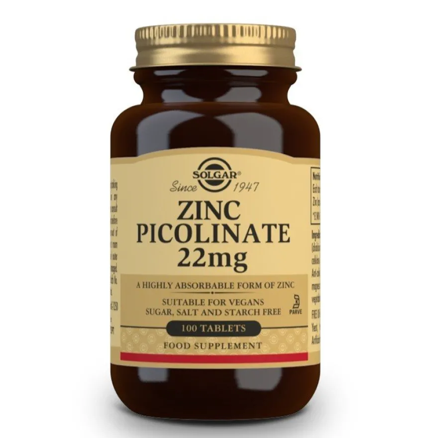 SOLGAR Zinc Picolinato 22mg 100 comprimidos