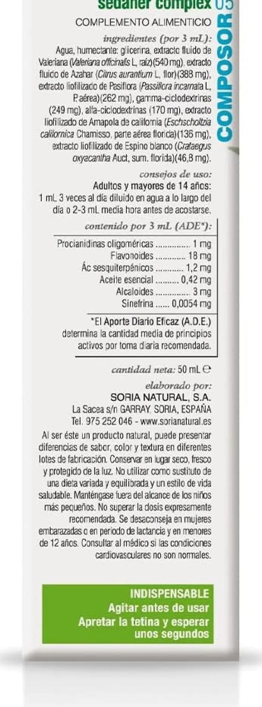 Soria Natural Composor 5 Sedaner 50 ml