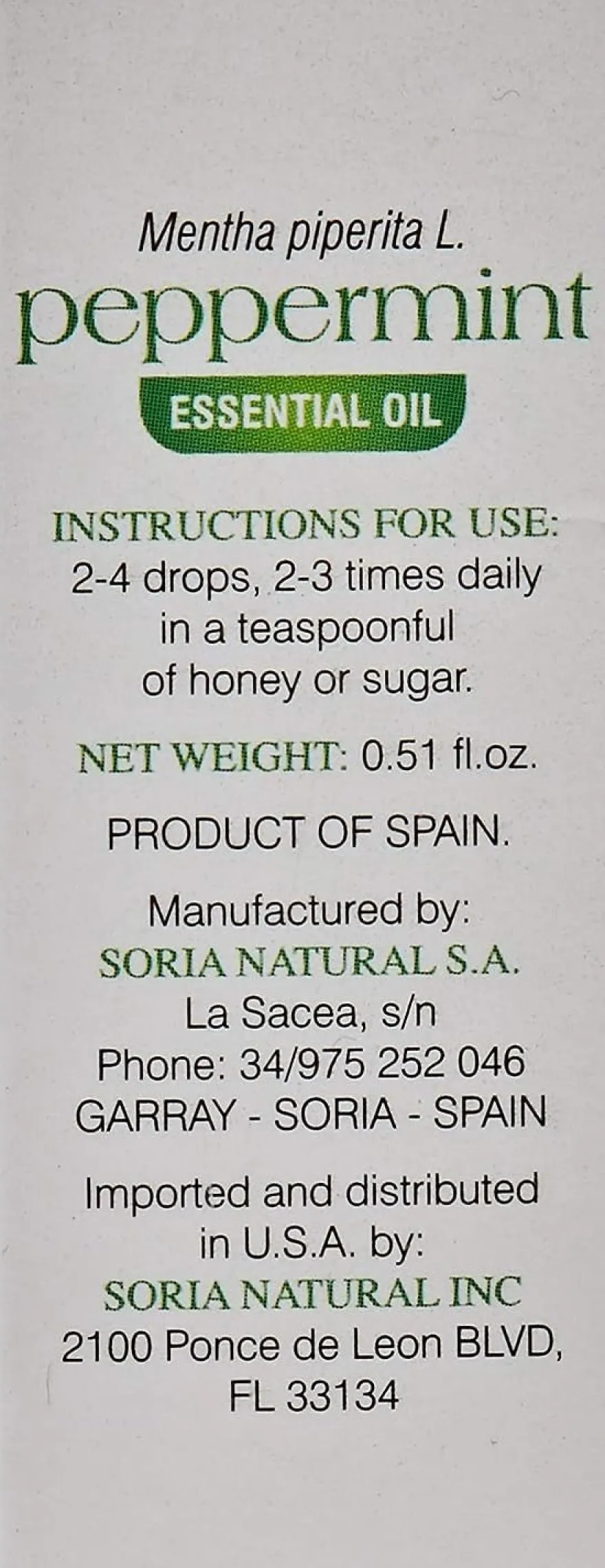 Soria Natural Esencia De Menta 15 ml