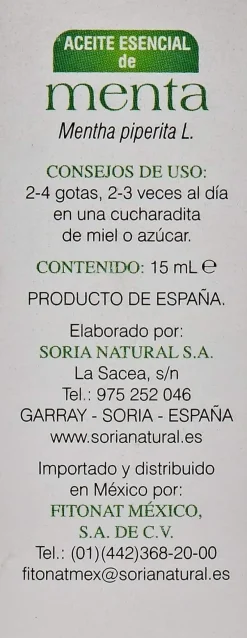 Soria Natural Esencia De Menta 15 ml