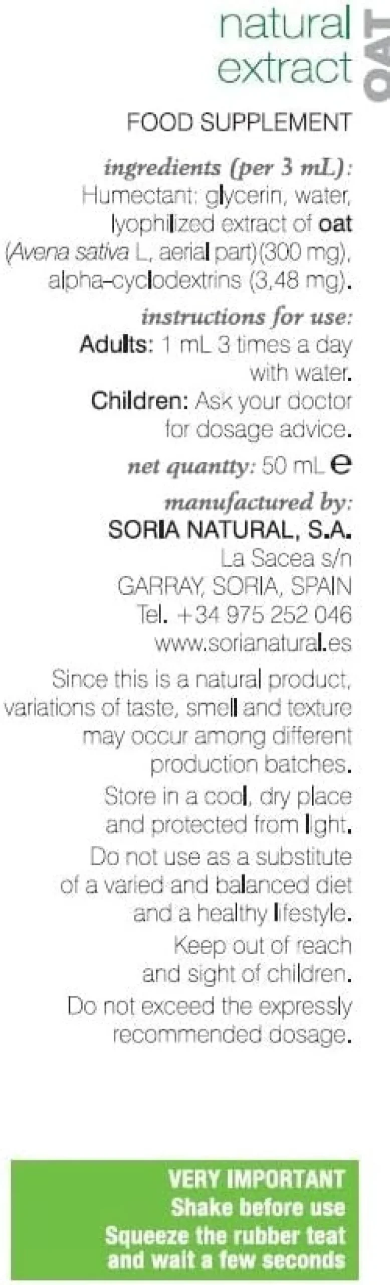 Soria Natural Extracto Avena S. XXI 50 ml