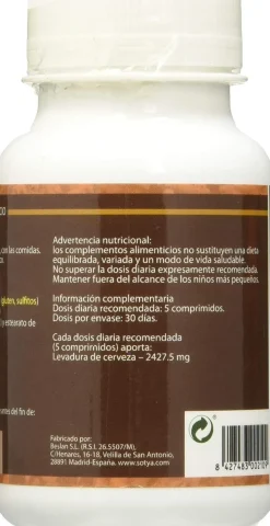 Sotya Beslan Levadura Cerveza 500 Mg 150 Comprimidos