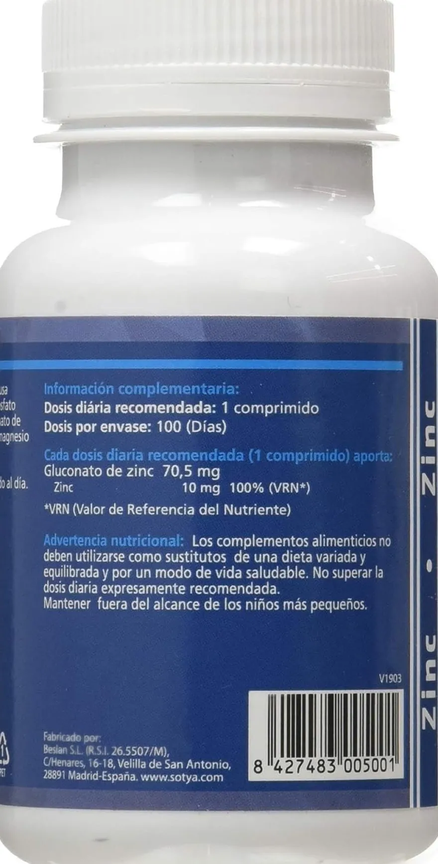 Sotya Beslan Zinc 500 Mg 100 Comprimidos
