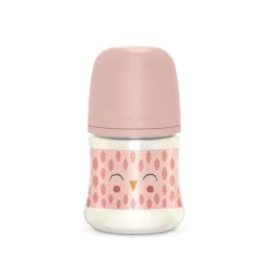 SUAVINEX Biberón Premium Bonhomía +0m Silicona SX Pro Fisiológica 150ml (Búho Rosa)