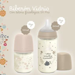 Suavinex Biberón Vidrio Silicona M Wonderland Azul 240ml