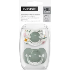 SUAVINEX Chupete SX Pro Tetina Fisiológica Silicona 18+ Meses 2 Unidades (Walk Verde)