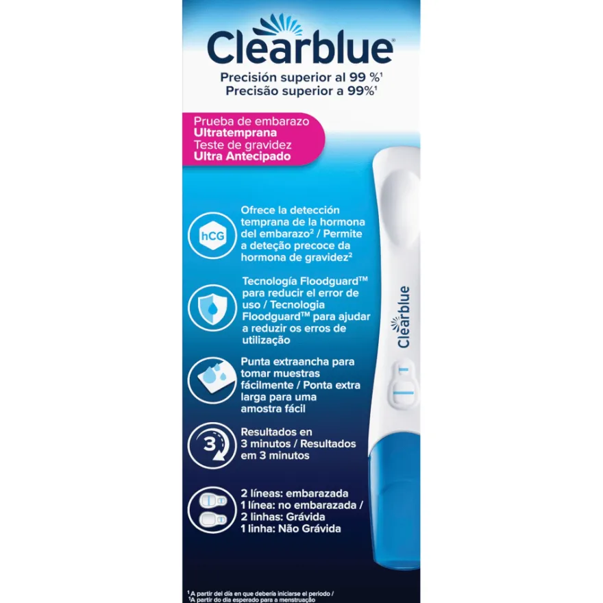 Test Embarazo Analógico Detección Temprana Clearblue 2 Uds