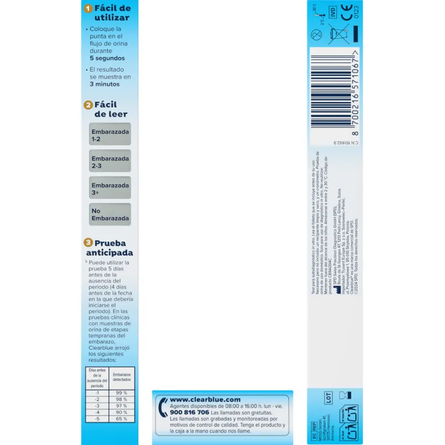 Test Embarazo Digital con Indicador de Semanas Clearblue 1 Prueba