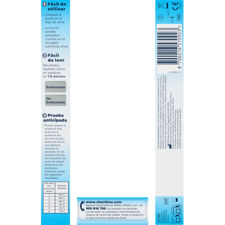 Test Embarazo Digital Detección Temprana Clearblue 1 unidad