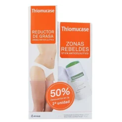 THIOMUCASE Reductor de Grasa Crema 200ml + Stick Anticelulítico Zonas Rebeldes 75ml