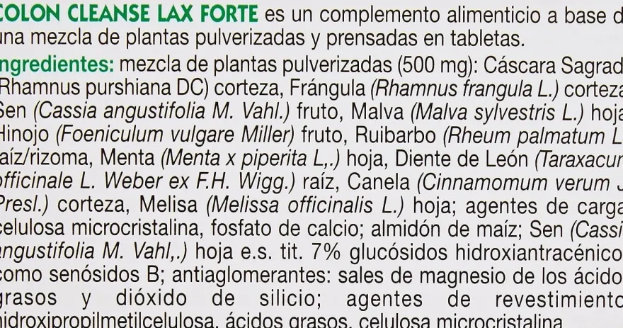Trepatdiet Colon Cleanse Lax Forte 850 Mg X 30 Tabs