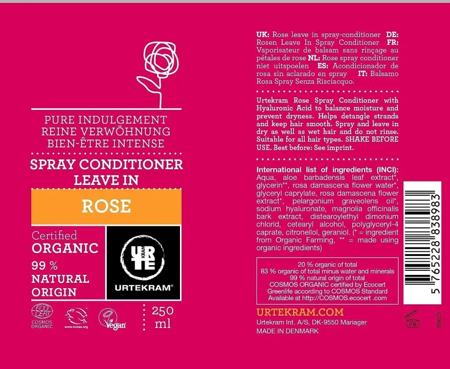 Urtekram Acondicionador Spray Rosas Urt 250 ml
