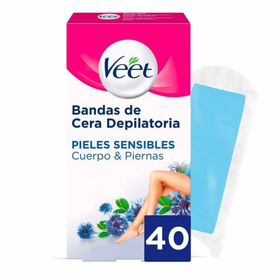 Veet Pure Bandas Cera Corporal Piel Sensible 40 ud