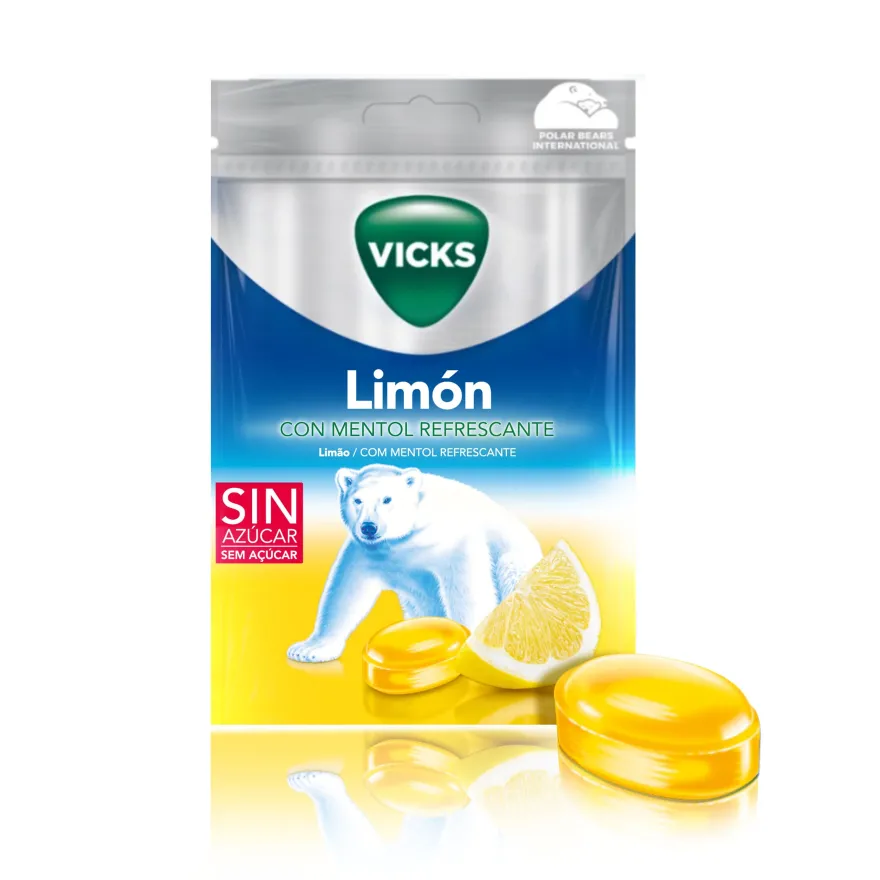 Vicks Caramelos de Limón Duro Sin Azúcar 72g