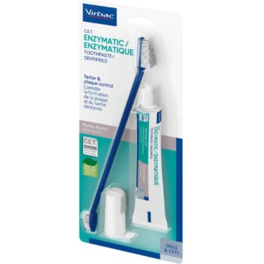 Virbac Kit de Cepillo y Dentífrico Enzimático 70g