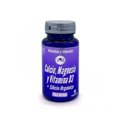 Vitaminas y Minerales Calcio, Magnesio y Vit D3 + Silicio Orgánico 90 Comprimidos