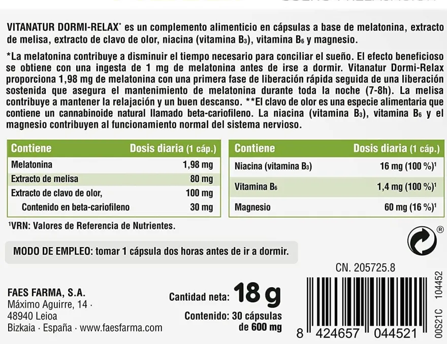 Vitanatur-Diafarma Dormi Relax 30 Cápsulas