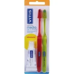 VITIS Pack Cepillo Dental Medio Access 2 uds+ Pasta Dentífrica Blanqueadora 15ml de REGALO