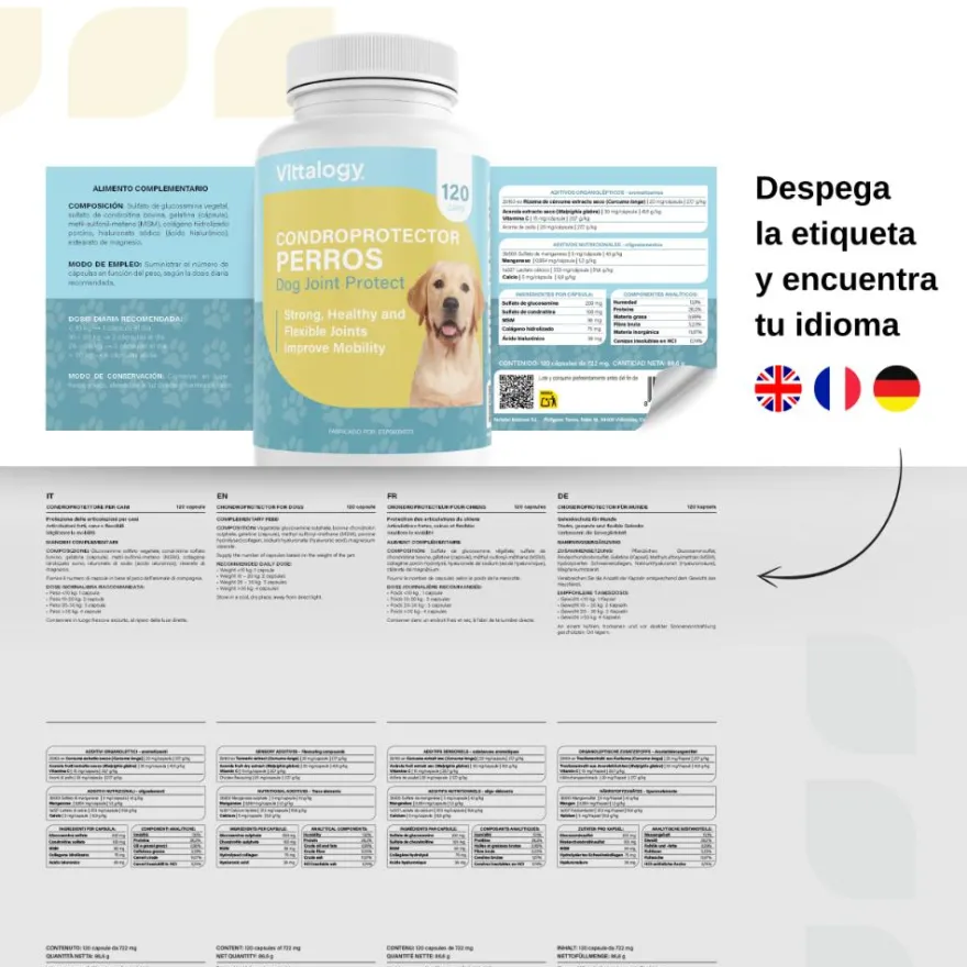 Vittalogy Condroprotector para Perros 2x120 Cápsulas【PACK AHORRO】