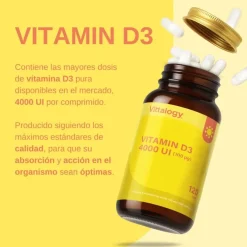 Vittalogy Vitamin D3 4000 UI 120 Cápsulas