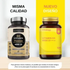 Vittalogy Vitamin D3 4000 UI 3x120 Cápsulas【PACK AHORRO】