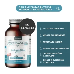 WeBotanix Triple Magnesio Fórmula FAMILIAR 120 cápsulas