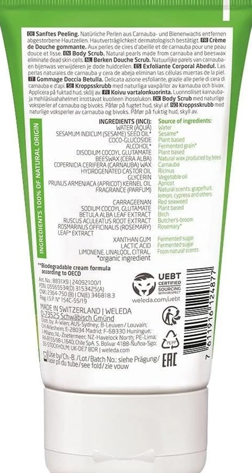 Weleda Cosmética Exfoliante Corporal Abedul 150 ml