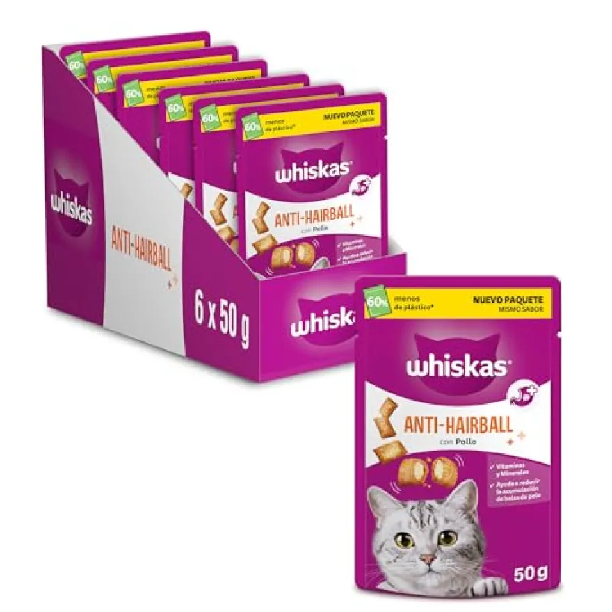 Whiskas Antihairball Snacks 6 unidades