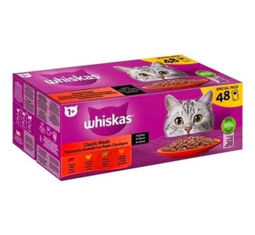 Whiskas Core Carnes Comida Húmeda para Gatos 48 sobres de 85g