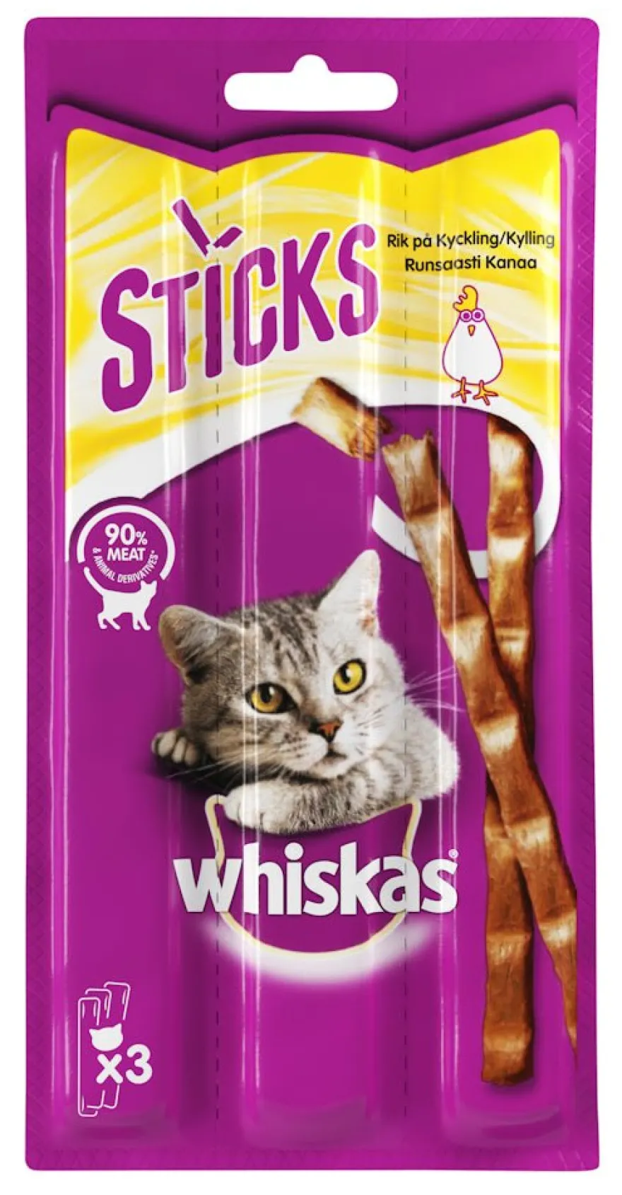 Whiskas Sticks Pollo Snack para Gatos 28 ud