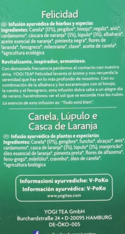 Yogi Tea Felicidad 17 Bolsitas