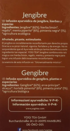 Yogi Tea Jengibre 17 Bolsitas
