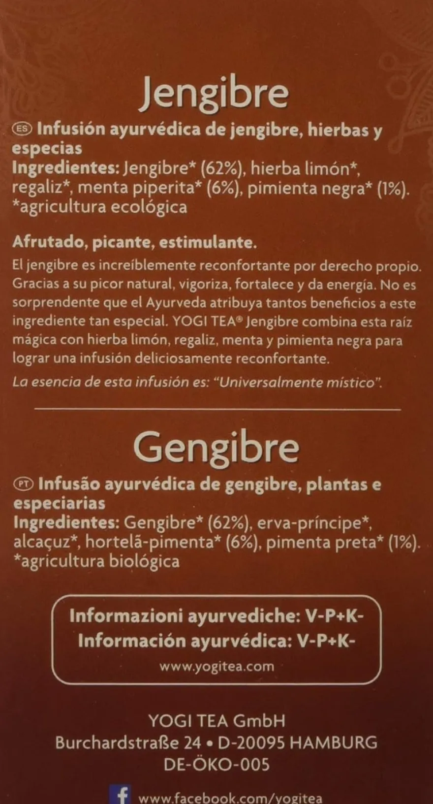 Yogi Tea Jengibre 17 Bolsitas