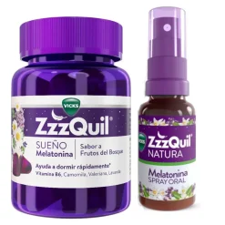 ZzzQuil Natura Pack Spray Oral de Melatonina 30 ml + Gummies de Melatonina 60 unidades