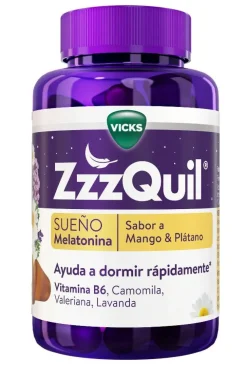 ZzzQuil Sueño Melatonina Mango y Plátano 2x60 Gummies
