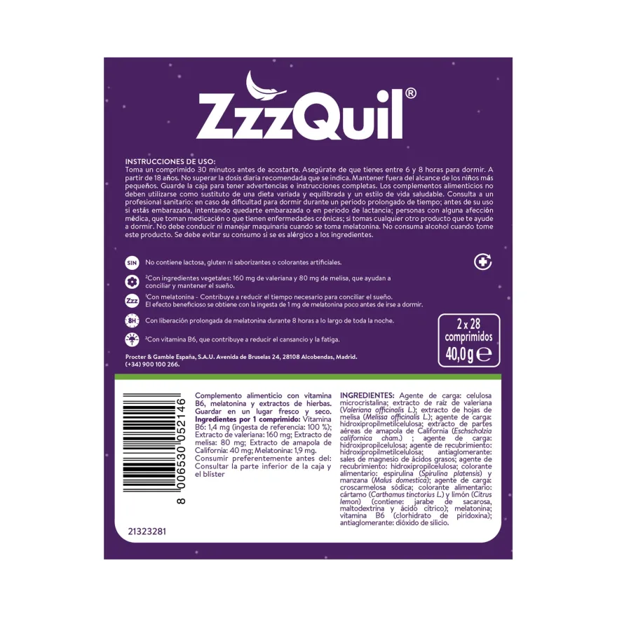 ZzzQuil Toda La Noche 2x28 tabletas